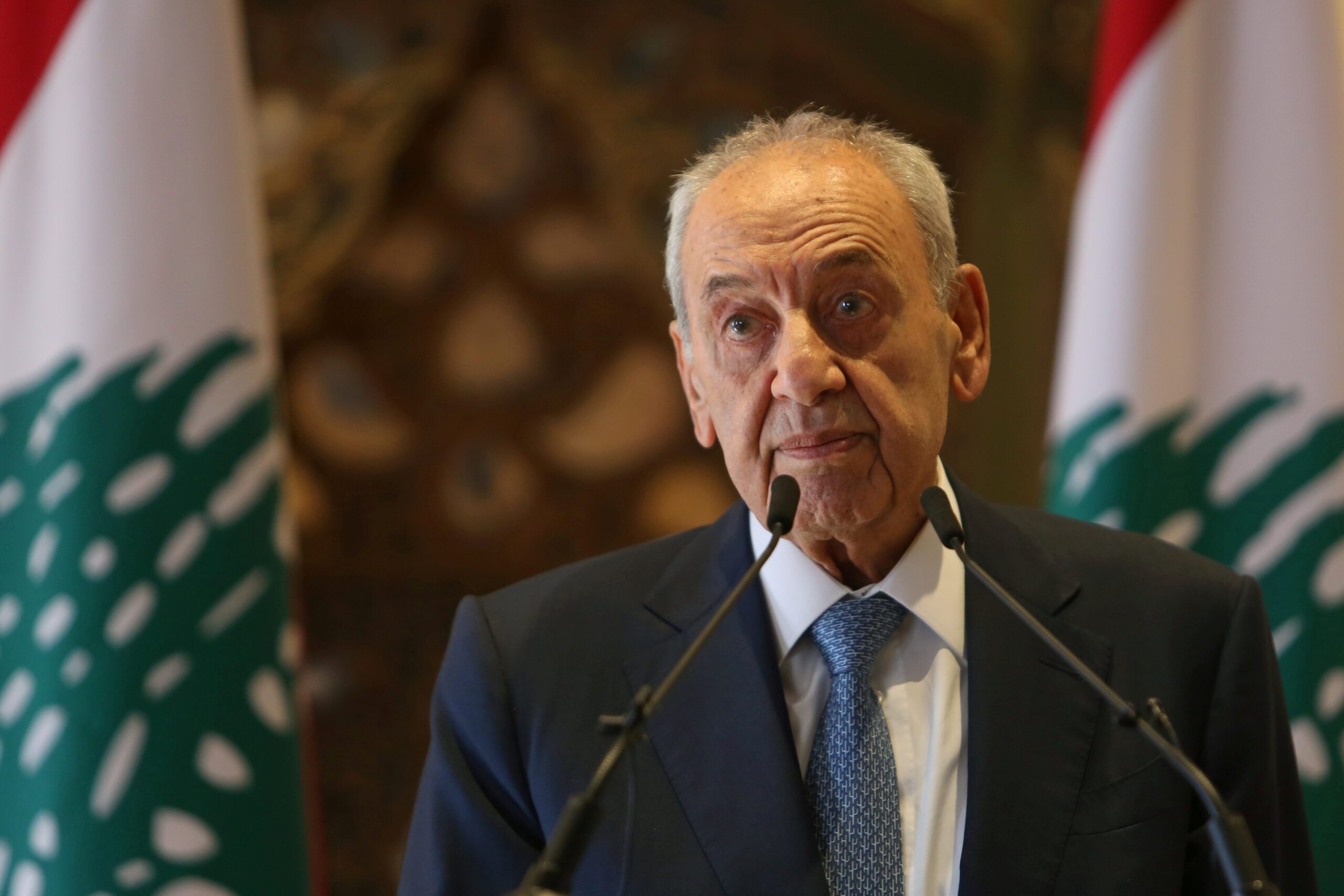 Lebanon’s parliament speaker Nabih Berri holds news conference in Beirut
