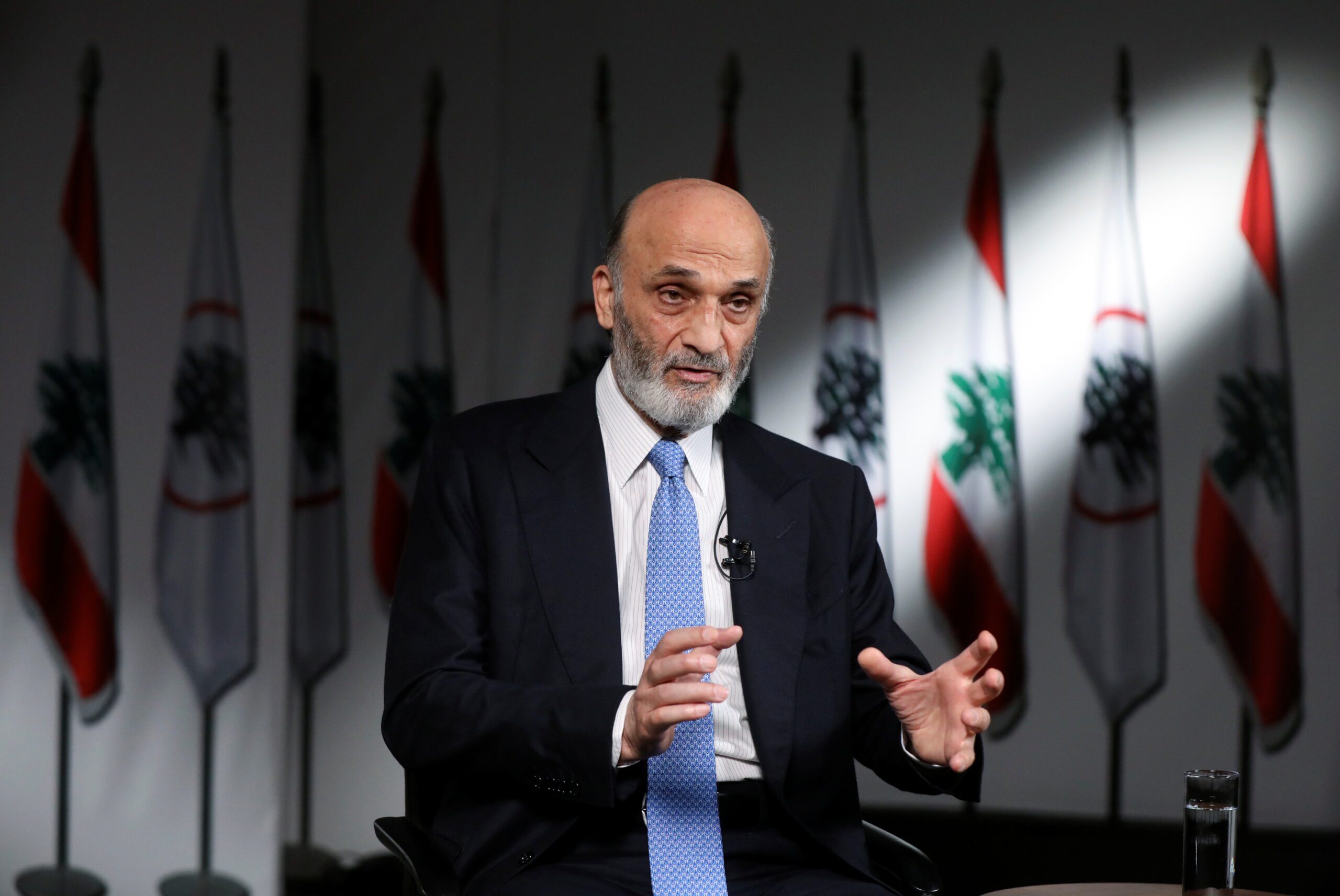 Samir Geagea, the leader of Lebanon’s Christian Lebanese Forces party, speaks during an interview with Reuters at his residence in Maarab ماذا قال جعجع في ذكرى استشهاد داني شمعون؟