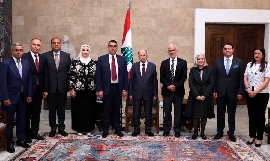 وزراء الشؤون العرب عون امام وفد مجلس وزراء الشؤون العرب: لبنان يتطلع لدعم اشقائه للمساعدة على استنهاضه