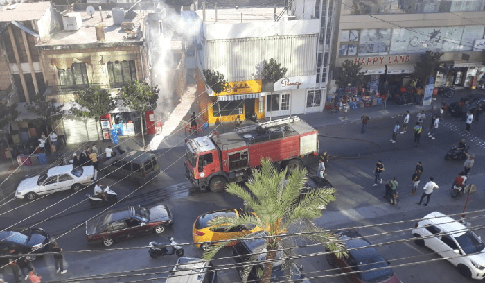 حريقٌ في احد مقاهي النبطية