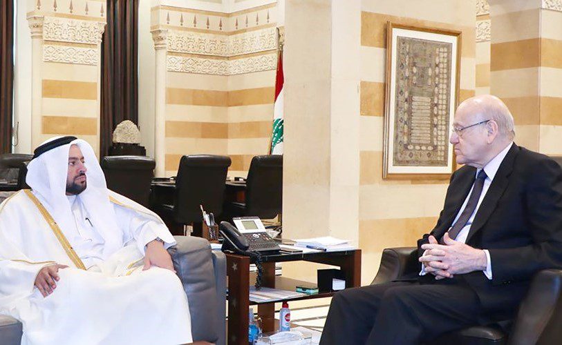 رئيس الحكومة نجيب ميقاتي مستقبلا وزير الدولة للشؤون الخارجية القطري د.محمد بن عبدالعزيز الخليفي