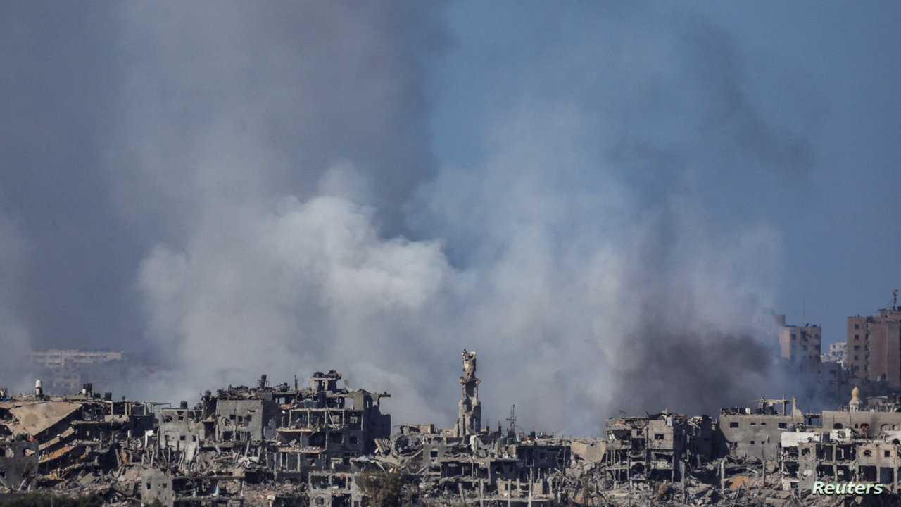 Smoke rises over Gaza as seen from Southern Israel, amid the ongoing conflict between Israel and Palestinian group Hamas