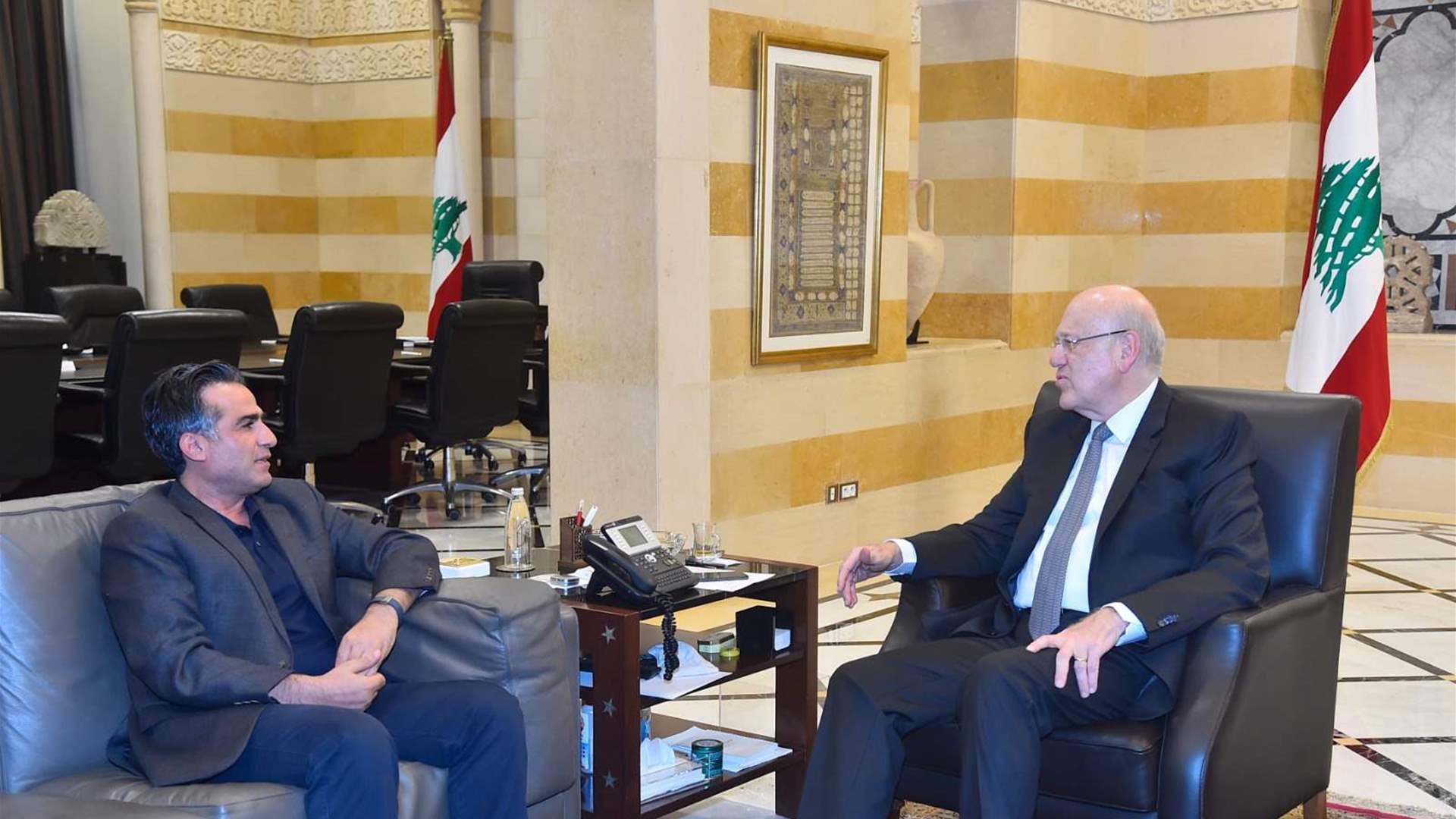 ميقاتي مع حمية حميّة من السرايا: البحث في مشروع طريق بيروت البقاع نفق ضهر البيدر