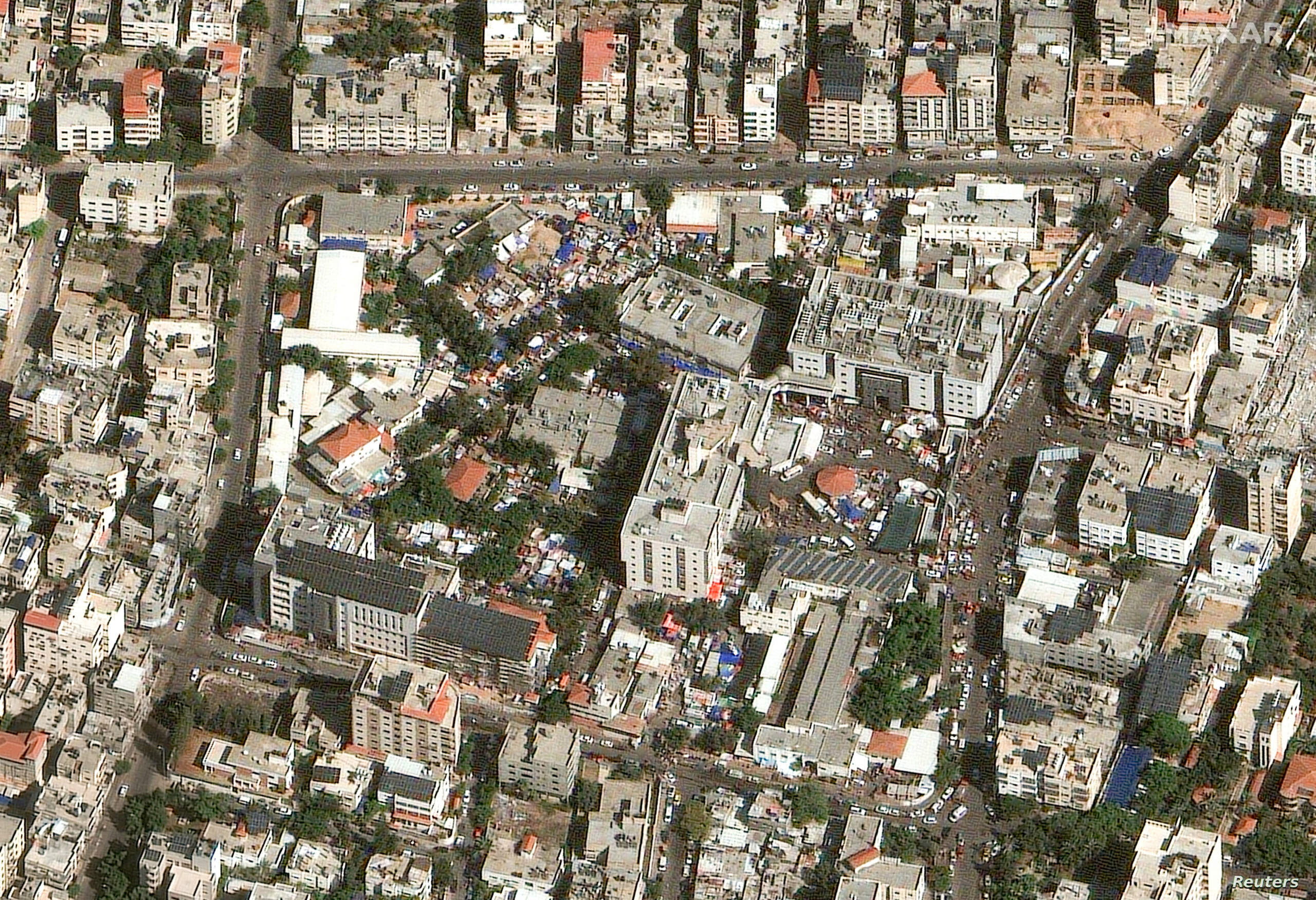 A satellite image shows the Shifa hospital in Gaza City