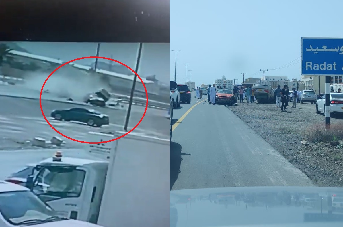 حادث-سير-أمام-مستشفى-نزوى بالفيديو- حادث سير مروّع في سلطنة عمان