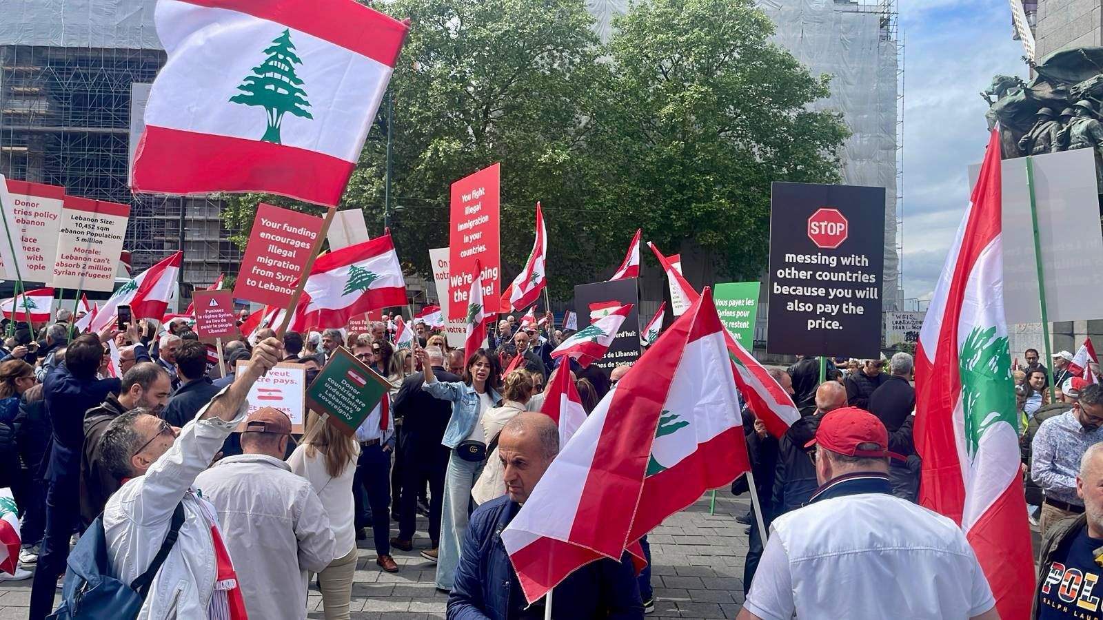 تظاهرة بروكسل تحرّكات لبنانيّة تواكب مؤتمر بروكسل لعودة النازحين