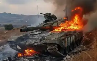 دبابة محترقة
