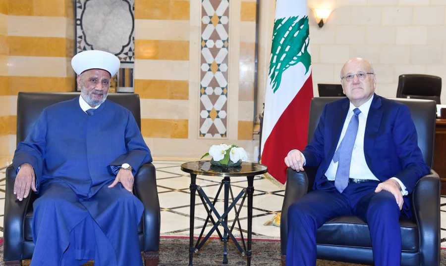 ميقاتي-دريان المفتي دريان من السراي: آن الأوان لإنجاز الاستحقاق الرئاسي