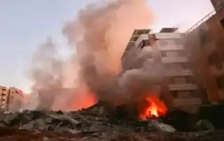 موقع الغارة الإسرائيلية التي استهدفت الأمين العام لحزب الله حسن نصرالله