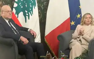ميقاتي خلال لقائه مع جورجيا ميلوني