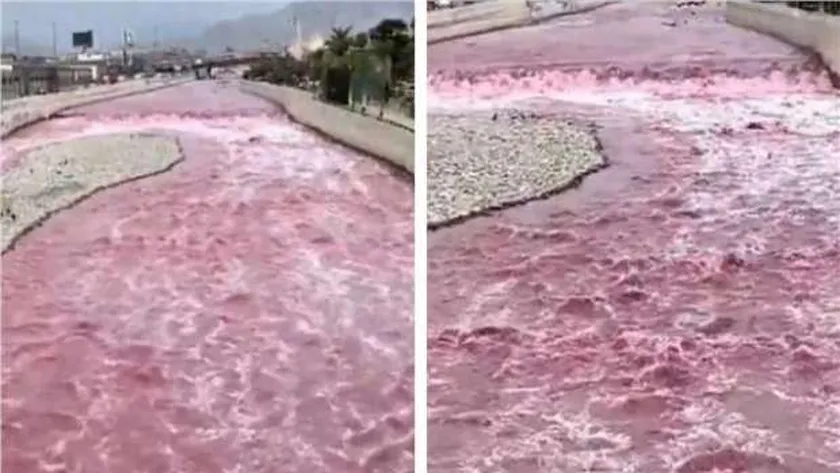 بالفيديو- نهر ريماك يتحوّل إلى اللون الأحمر… ظاهرة غريبة تثير الذعر في البيرو
