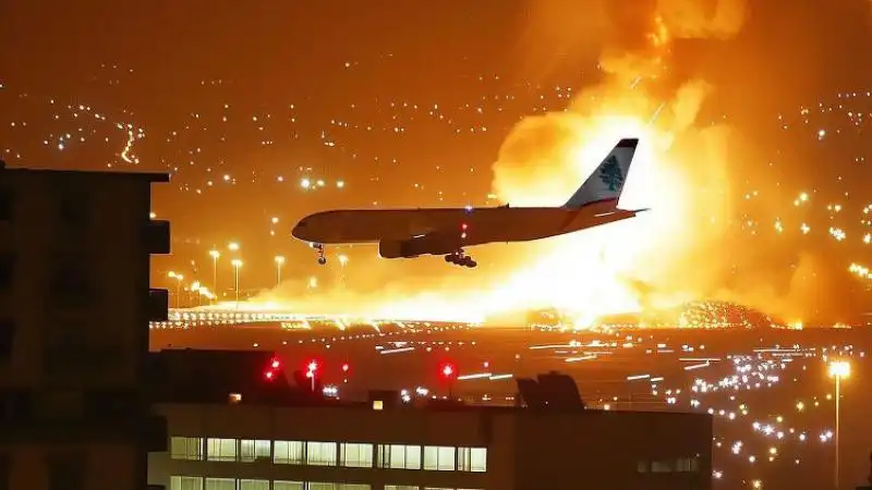 طائرة مطار بيروت غارة