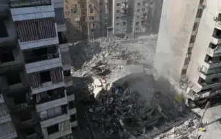 غارة الضاحية مبنى مدمر