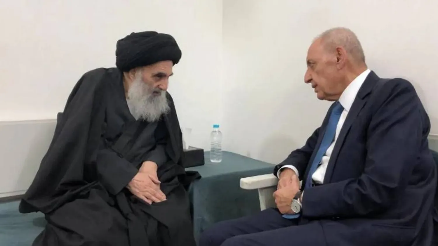 السيستاني خلال استقباله في أبريل 2019 رئيس البرلمان اللبناني نبيه بري
