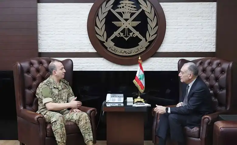 قائد الجيش العماد رودولف هيكل خلال اجتماعه بالمدير التنفيذي لمجموعة الدعم الأميركي من أجل لبنان إد غبريال