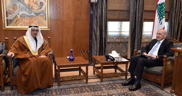 بري وبن فرحان بري إستقبل بن فرحان وسفير الإمارات ومسؤولا أمميا